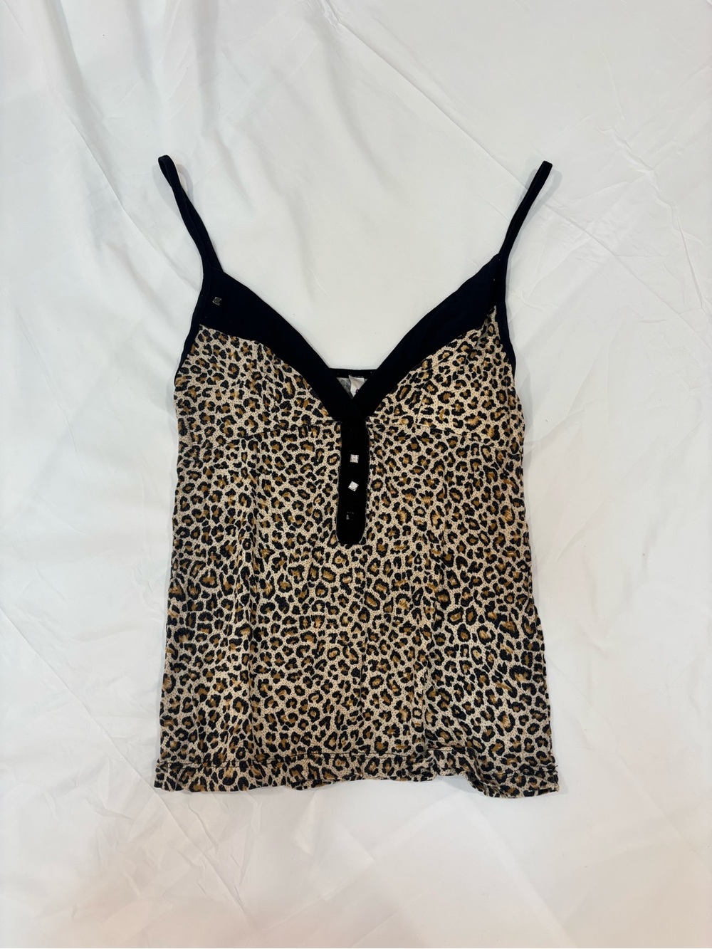 Y2K Akron Collection Leopard Print Rhinestone Cami Top Size M